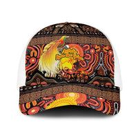 Australia and Papua New Guinea Together Baseball Net Cap Kangaroo Aboriginal Art and Bird-of-paradise with Oro Tribal Motifs - Polynesian Pride