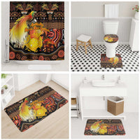 Australia and Papua New Guinea Together Bathroom Set Kangaroo Aboriginal Art and Bird-of-paradise Oro Tribal Motifs - Polynesian Pride