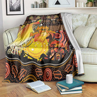 Australia and Papua New Guinea Together Blanket Kangaroo Aboriginal Art and Bird-of-paradise Oro Tribal Motifs LT03 Black - Polynesian Pride
