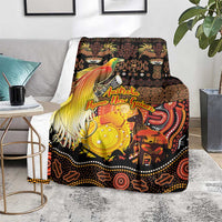 Australia and Papua New Guinea Together Blanket Kangaroo Aboriginal Art and Bird-of-paradise Oro Tribal Motifs LT03 - Polynesian Pride