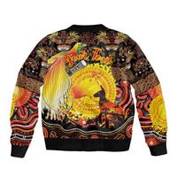 Personalized Australia and Papua New Guinea Together Bomber Jacket Kangaroo Aboriginal Art and Bird-of-paradise Oro Tribal Motifs - Polynesian Pride