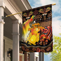 Australia and Papua New Guinea Together Garden Flag Kangaroo Aboriginal Art and Bird-of-paradise Oro Tribal Motifs LT03 House Flag Black - Polynesian Pride