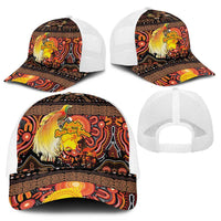 Australia and Papua New Guinea Together Mesh Trucker Cap Kangaroo Aboriginal Art and Bird-of-paradise with Oro Tribal Motifs - Polynesian Pride