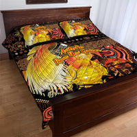 Australia and Papua New Guinea Together Quilt Bed Set Kangaroo Aboriginal Art and Bird-of-paradise Oro Tribal Motifs - Polynesian Pride