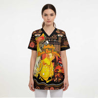 Personalized Australia and Papua New Guinea Together Scrub Top Kangaroo Aboriginal Art and Bird-of-paradise Oro Tribal Motifs - Polynesian Pride