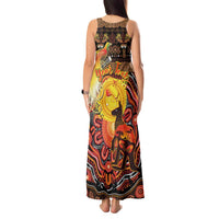 Personalized Australia and Papua New Guinea Together Tank Maxi Dress Kangaroo Aboriginal Art and Bird-of-paradise Oro Tribal Motifs LT03 - Polynesian Pride