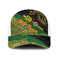 Chimpu Province Papua New Guinea Baseball Net Cap Bird-of-paradise Art Tattoo and Melanesian Motifs LT03 One Size White Black - Polynesian Pride