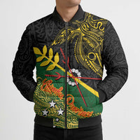 Personalized Chimpu Province Papua New Guinea Bomber Puffer Jacket Bird-of-paradise Art Tattoo and Melanesian Motifs - Polynesian Pride