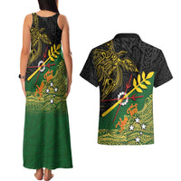 Personalized Chimpu Province Papua New Guinea Couples Matching Tank Maxi Dress and Hawaiian Shirt Bird-of-paradise Art Tattoo and Melanesian Motifs - Polynesian Pride