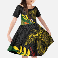 Personalized Chimpu Province Papua New Guinea Family Matching Mermaid Dress and Hawaiian Shirt Bird-of-paradise Art Tattoo and Melanesian Motifs - Polynesian Pride