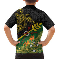 Personalized Chimpu Province Papua New Guinea Family Matching Off Shoulder Maxi Dress and Hawaiian Shirt Bird-of-paradise Art Tattoo and Melanesian Motifs - Polynesian Pride