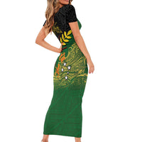 Personalized Chimpu Province Papua New Guinea Family Matching Short Sleeve Bodycon Dress and Hawaiian Shirt Bird-of-paradise Art Tattoo and Melanesian Motifs - Polynesian Pride