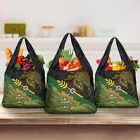 Chimpu Province Papua New Guinea Grocery Bag Bird-of-paradise Art Tattoo and Melanesian Motifs - Polynesian Pride