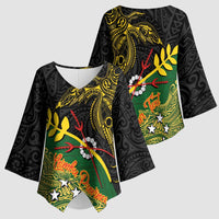 Personalized Chimpu Province Papua New Guinea Kimono Sleeve Blouse Bird-of-paradise Art Tattoo and Melanesian Motifs - Polynesian Pride