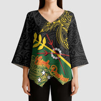 Personalized Chimpu Province Papua New Guinea Kimono Sleeve Blouse Bird-of-paradise Art Tattoo and Melanesian Motifs - Polynesian Pride