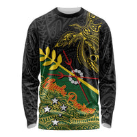 Personalized Chimpu Province Papua New Guinea Long Sleeve Shirt Bird-of-paradise Art Tattoo and Melanesian Motifs LT03 Unisex Black - Polynesian Pride