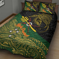 Chimpu Province Papua New Guinea Quilt Bed Set Bird-of-paradise Art Tattoo and Melanesian Motifs - Polynesian Pride