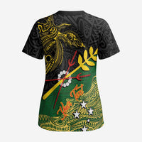 Personalized Chimpu Province Papua New Guinea Scrub Top Bird-of-paradise Art Tattoo and Melanesian Motifs - Polynesian Pride
