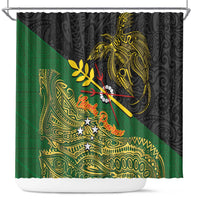 Chimpu Province Papua New Guinea Shower Curtain Bird-of-paradise Art Tattoo and Melanesian Motifs - Polynesian Pride