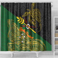 Chimpu Province Papua New Guinea Shower Curtain Bird-of-paradise Art Tattoo and Melanesian Motifs - Polynesian Pride