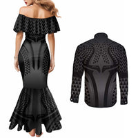 Hawaiian Kakau Art Tattoos Aquaman Style Couples Matching Mermaid Dress and Long Sleeve Button Shirt Special Edition LT03 - Polynesian Pride
