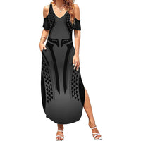 Hawaiian Kakau Art Tattoos Aquaman Style Family Matching Summer Maxi Dress and Hawaiian Shirt Special Edition LT03 Mom's Dress Black - Polynesian Pride