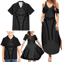 Hawaiian Kakau Art Tattoos Aquaman Style Family Matching Summer Maxi Dress and Hawaiian Shirt Black Version LT03 - Polynesian Pride