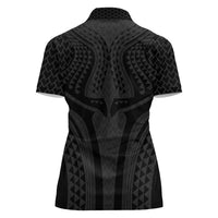 Hawaiian Kakau Art Tattoos Aquaman Style Women Polo Shirt Black Version - Polynesian Pride