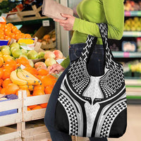 Hawaiian Kakau Art Tattoos Aquaman Style Grocery Bag White Version - Polynesian Pride