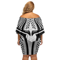 Hawaiian Kakau Art Tattoos Aquaman Style Off Shoulder Short Dress White Version - Polynesian Pride