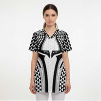 Hawaiian Kakau Art Tattoos Aquaman Style Scrub Top White Version - Polynesian Pride