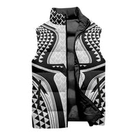 Hawaiian Kakau Art Tattoos Aquaman Style Sleeveless Puffer Jacket White Version - Polynesian Pride