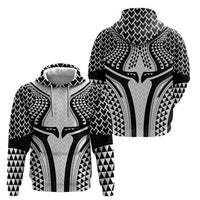 Hawaiian Kakau Art Tattoos Aquaman Style Zip Hoodie White Version - Polynesian Pride