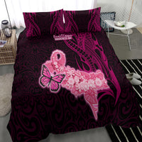 Polynesia Breast Cancer Bedding Set Butterfly and Flowers Ribbon Maori Tattoo Ethnic Black Style LT03 - Polynesian Pride