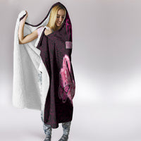 Custom Polynesia Breast Cancer Hooded Blanket Butterfly and Flowers Ribbon Maori Tattoo Ethnic Black Style LT03 - Polynesian Pride