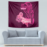 Polynesia Breast Cancer Tapestry Butterfly and Flowers Ribbon Maori Tattoo Ethnic Pink Style LT03 - Polynesian Pride