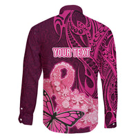 Custom Polynesia Breast Cancer Family Matching Puletasi Dress and Hawaiian Shirt Butterfly and Flowers Ribbon Maori Tattoo Ethnic Pink Style LT03 - Polynesian Pride
