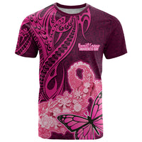 Custom Polynesia Breast Cancer T Shirt Butterfly and Flowers Ribbon Maori Tattoo Ethnic Pink Style LT03 Pink - Polynesian Pride