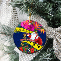 Cook Island Christmas Ceramic Ornament Santa Claus Mix Maroro and Kakaia Hibiscus Flower Maori Pattern LT03 - Polynesian Pride