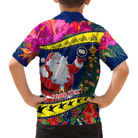 Personalised Cook Island Christmas Hawaiian Shirt Santa Claus Mix Maroro and Kakaia Hibiscus Flower Maori Pattern LT03 - Polynesian Pride