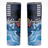 Hawaiian Honu Honi Ihu Skinny Tumbler With Plumeria and Kakau Art Pattern