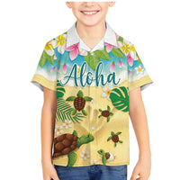 Aloha Turtle Family on The Beach Family Matching Mermaid Dress and Hawaiian Shirt with Hawaiian Colorful Plumeria
