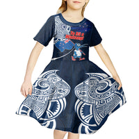 New Zealand Waitangi Kid Short Sleeve Dress Te Ra O Waitangi Maori Kiwis Bird LT03 - Polynesian Pride