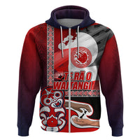 Maori Waitangi Hoodie Hei-tiki Koru with Tino Rangatiratanga Maori Flag LT03 Zip Hoodie Red - Polynesian Pride