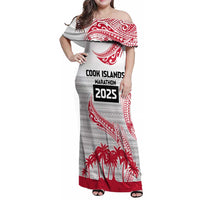 Cook Islands Marathon 2025-Pursuit in Paradise Family Matching Off Shoulder Maxi Dress and Hawaiian Shirt Red Color LT03 Mom's Dress Red - Polynesian Pride