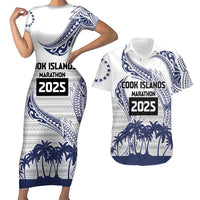 Cook Islands Marathon 2025-Pursuit in Paradise Couples Matching Short Sleeve Bodycon Dress and Hawaiian Shirt Blue Color LT03 Blue - Polynesian Pride