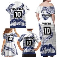 Cook Islands Marathon 2025-Pursuit in Paradise Family Matching Off Shoulder Maxi Dress and Hawaiian Shirt Blue Color LT03 - Polynesian Pride