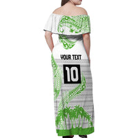 Cook Islands Marathon 2025-Pursuit in Paradise Family Matching Off Shoulder Maxi Dress and Hawaiian Shirt Green Color LT03 - Polynesian Pride