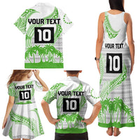 Cook Islands Marathon 2025-Pursuit in Paradise Family Matching Tank Maxi Dress and Hawaiian Shirt Green Color