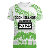 Cook Islands Marathon 2025-Pursuit in Paradise Women V-Neck T-Shirt Green Color LT03 Female Green - Polynesian Pride